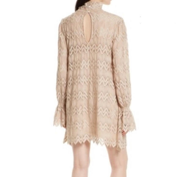 Free People Simone Mock Neck Lace Mini Dress - Picture 2 of 5
